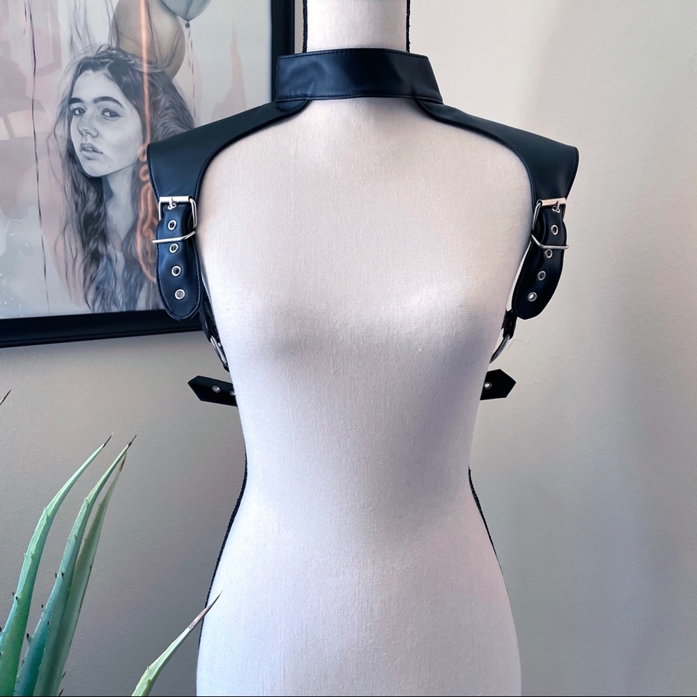 Vintage Black Faux Leather Harness